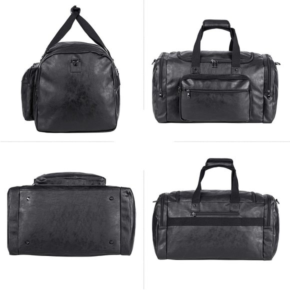 PU Leather Overnight Duffle Bag - Waterproof weekender Travel Tote - Duffel Bag - Picture 2 of 8